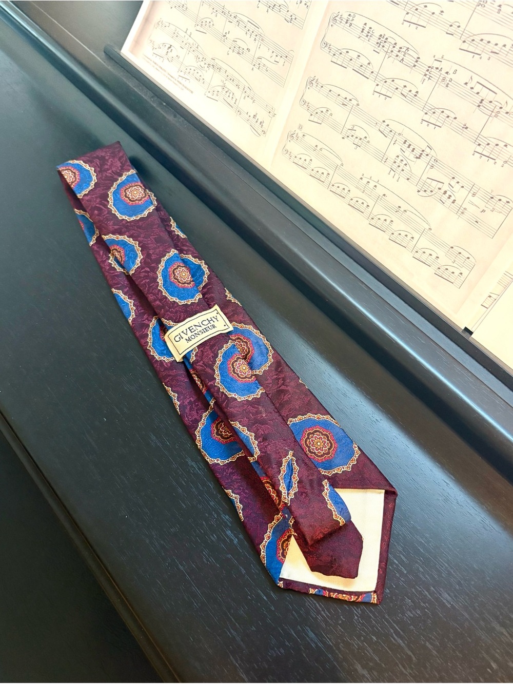 Givenchy Monsieur Vintage Designer Burgundy Tie